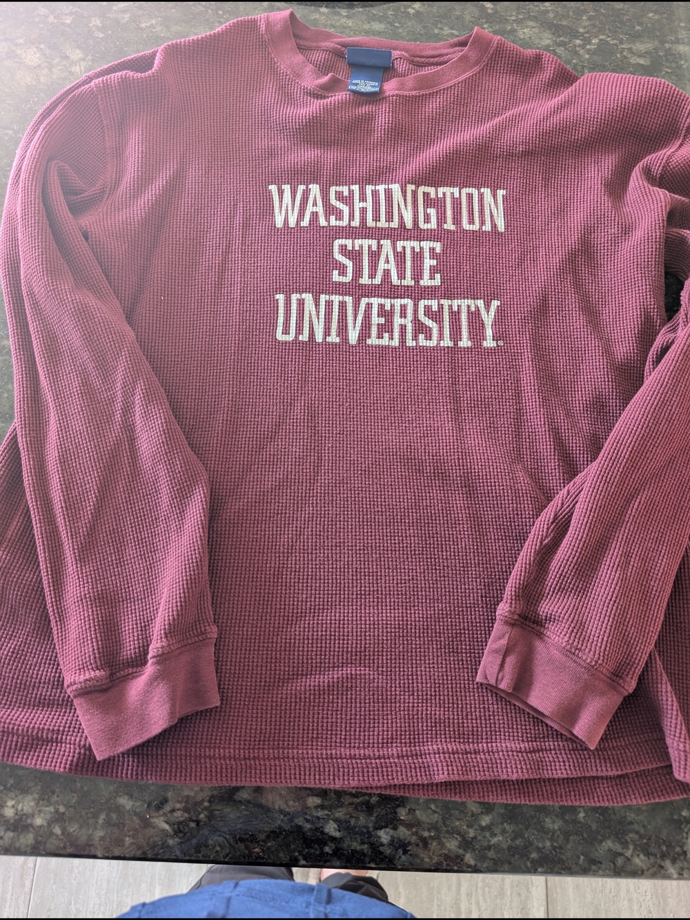 Chaps Maroon Washington State University Waffle-Knit Crewneck